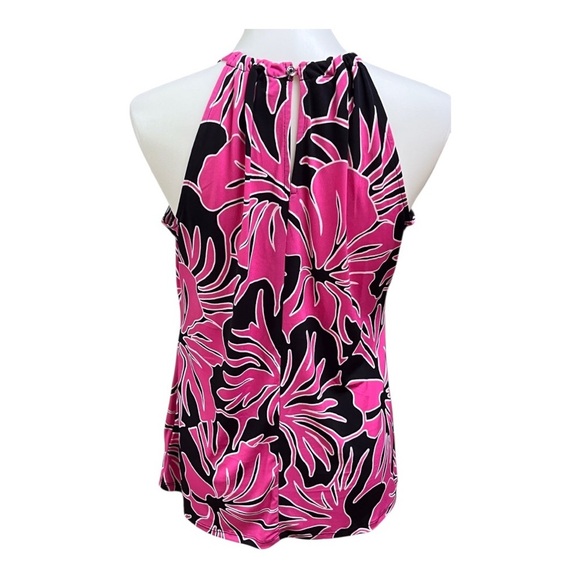 Like new! Michael Kors Pink and Black Floral Top - Picture 2 of 4
